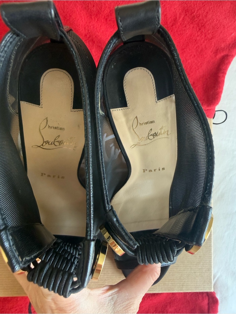 Christian Louboutin Marikate mesh open toe ankle pumps. Super chick!! - Picture 2 of 5